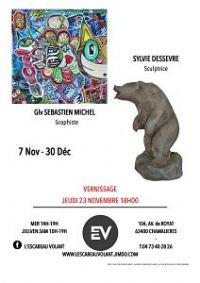 Exposition Sylvie DESSEVRE et Glv Sébastien MICHEL. Du 8 novembre au 30 décembre 2017 à Chamalières. Puy-de-dome. 